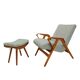 Set of two Mid-century modern Tatra armchairs with footrest, 1950-60's, Czechoslovakia
