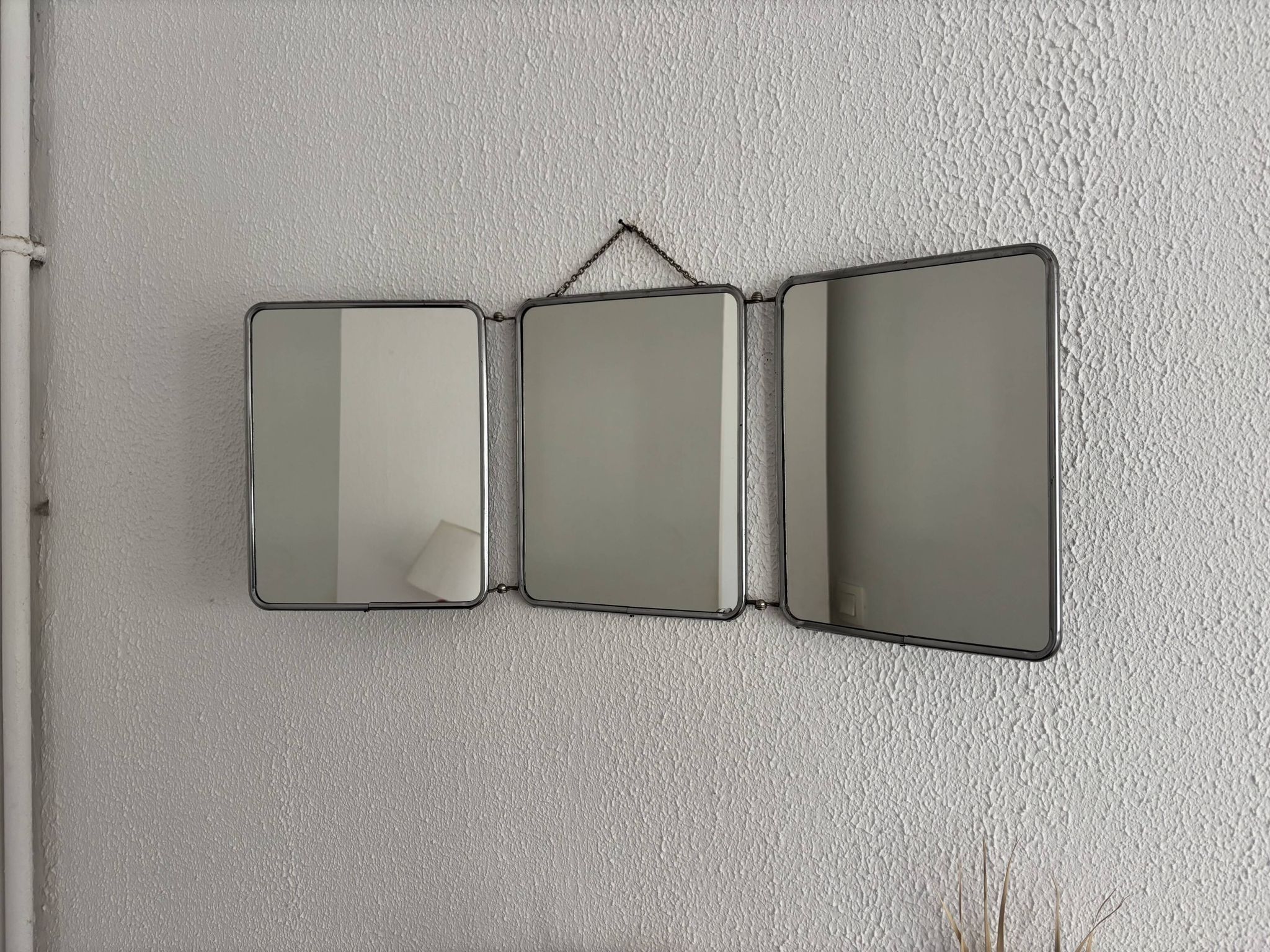 Vintage 1960 triptych barber mirror silvered Arpin - 28 x 70 cm