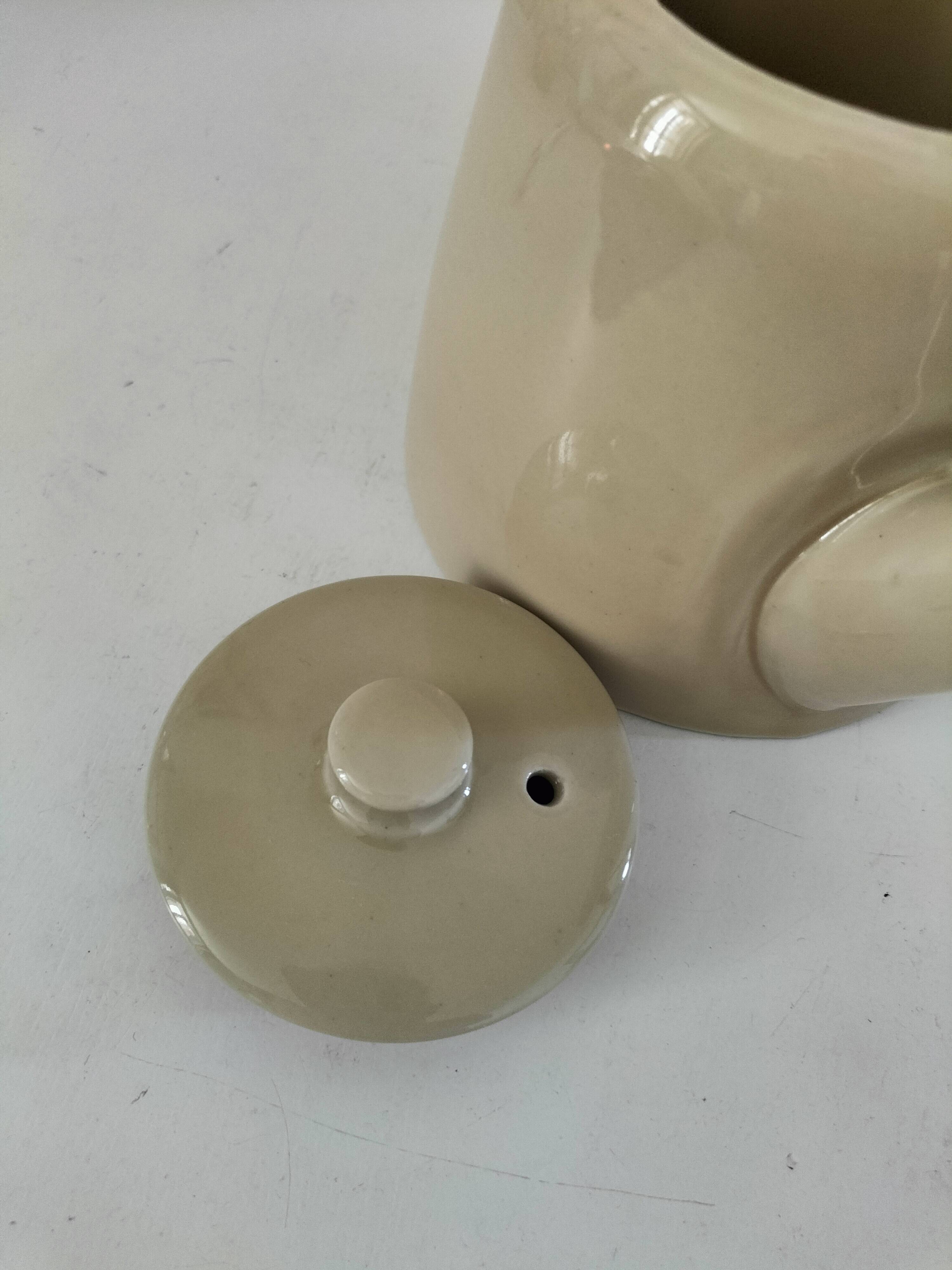 Duo teapot and milk jug in greige ceramic – Vintage bistro style
