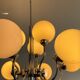 Space age chandelier in opaline and chrome metal