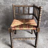 Turned wood corner chair