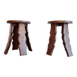 Pair of wooden stools - brutalist bedside tables