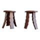 Paire de tabourets en bois - chevets brutalistes
