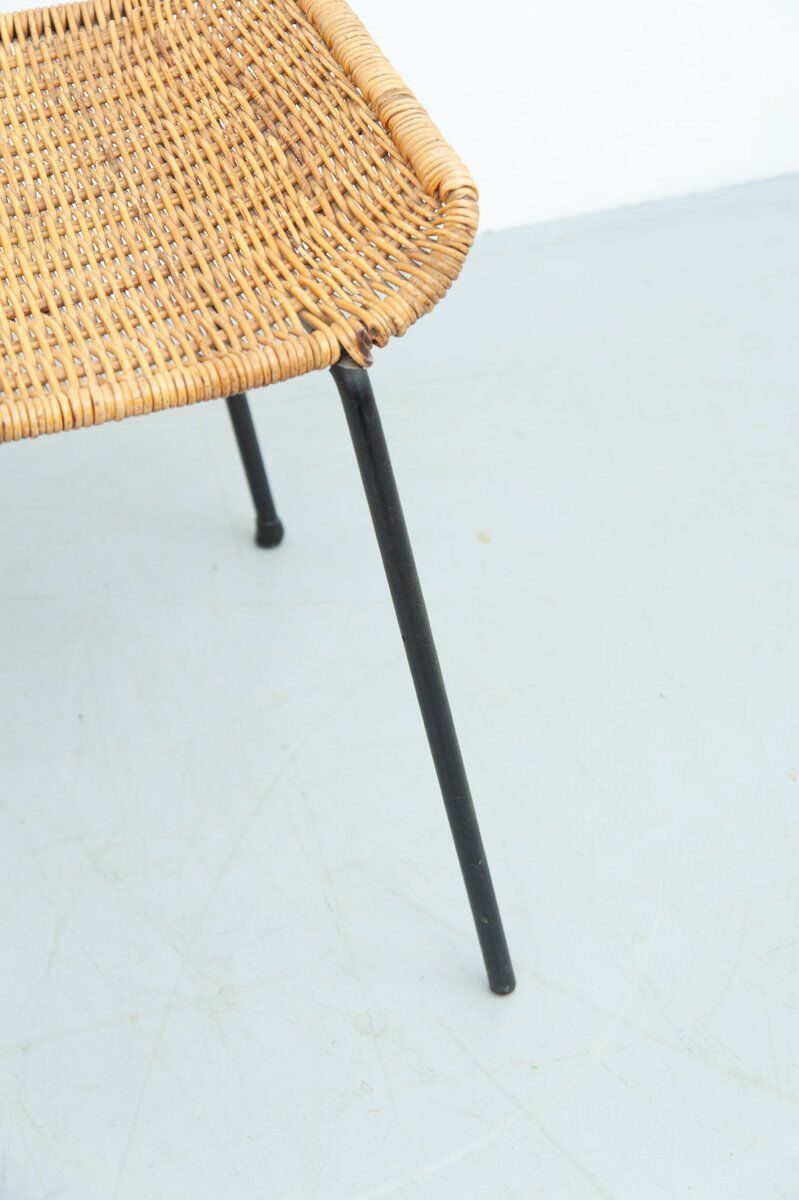Gian Franco Legler attributed rattan stool, 1950s
