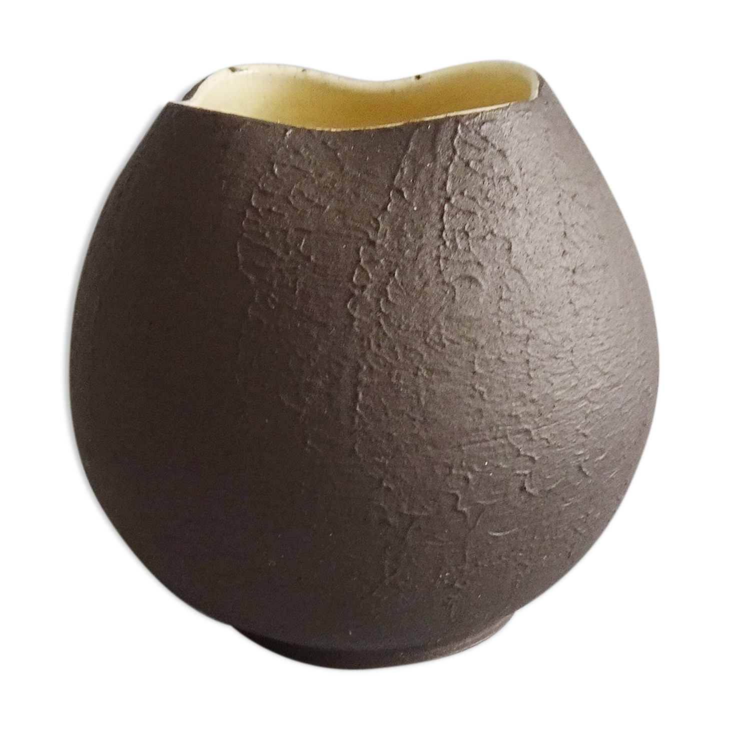 Andreas Kastl Studio ceramic vase brown yellow, small art ceramic vase