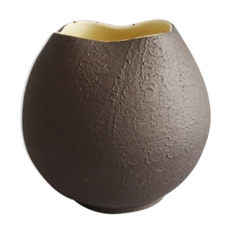 Andreas Kastl Studio ceramic vase brown yellow, small art ceramic vase