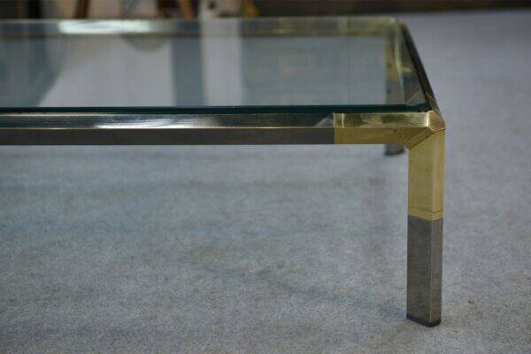 Glass and chrome metal coffee table by Philippe Parent France 1970's