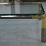 Glass and chrome metal coffee table by Philippe Parent France 1970's