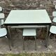 JPP pale green formica table, 4 chairs, 1 stool, 1950s