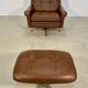 Vintage danish retro mid-century svend skipper brown leather chair & stool 60s