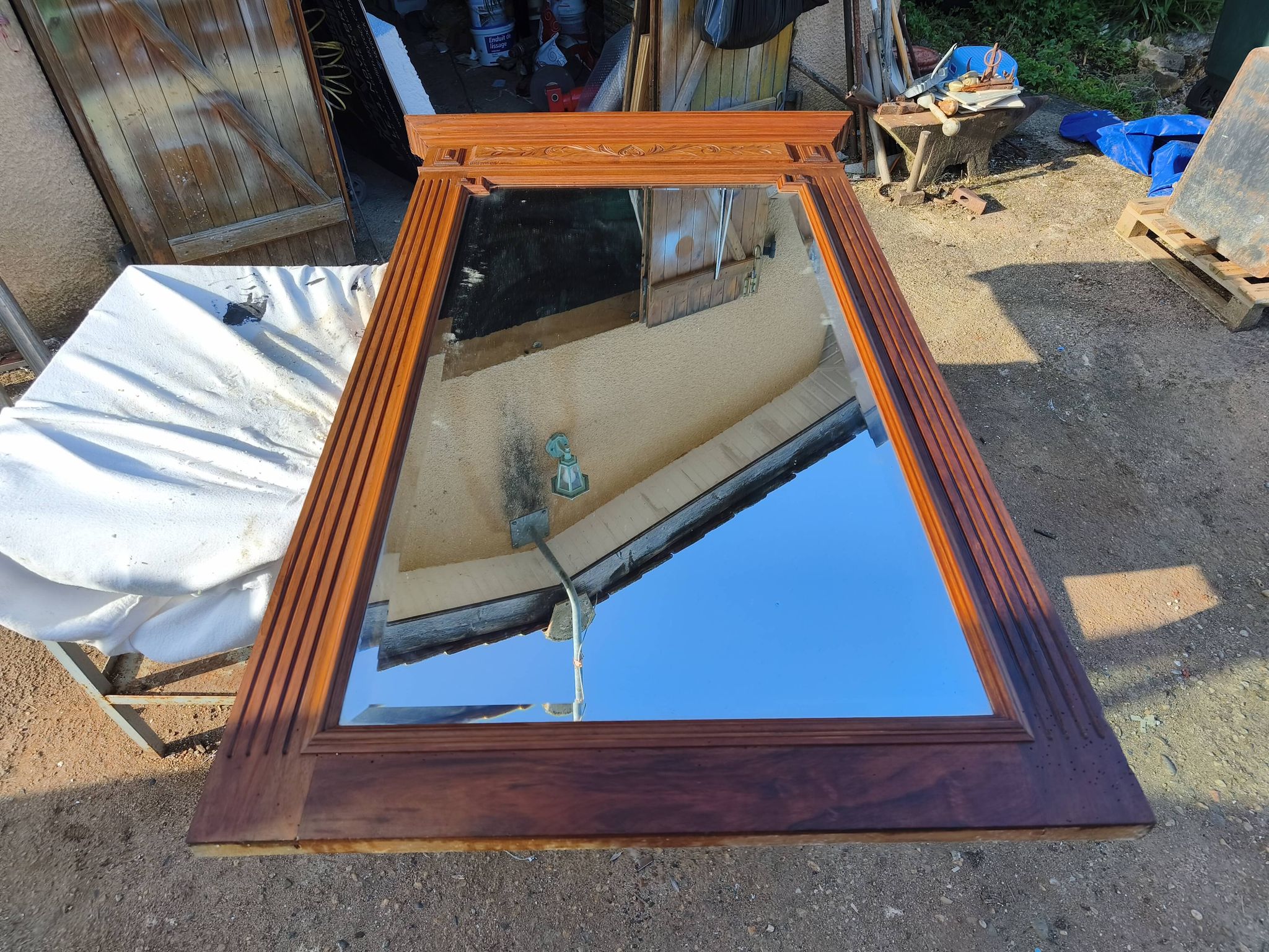 Miroir de cheminée bois