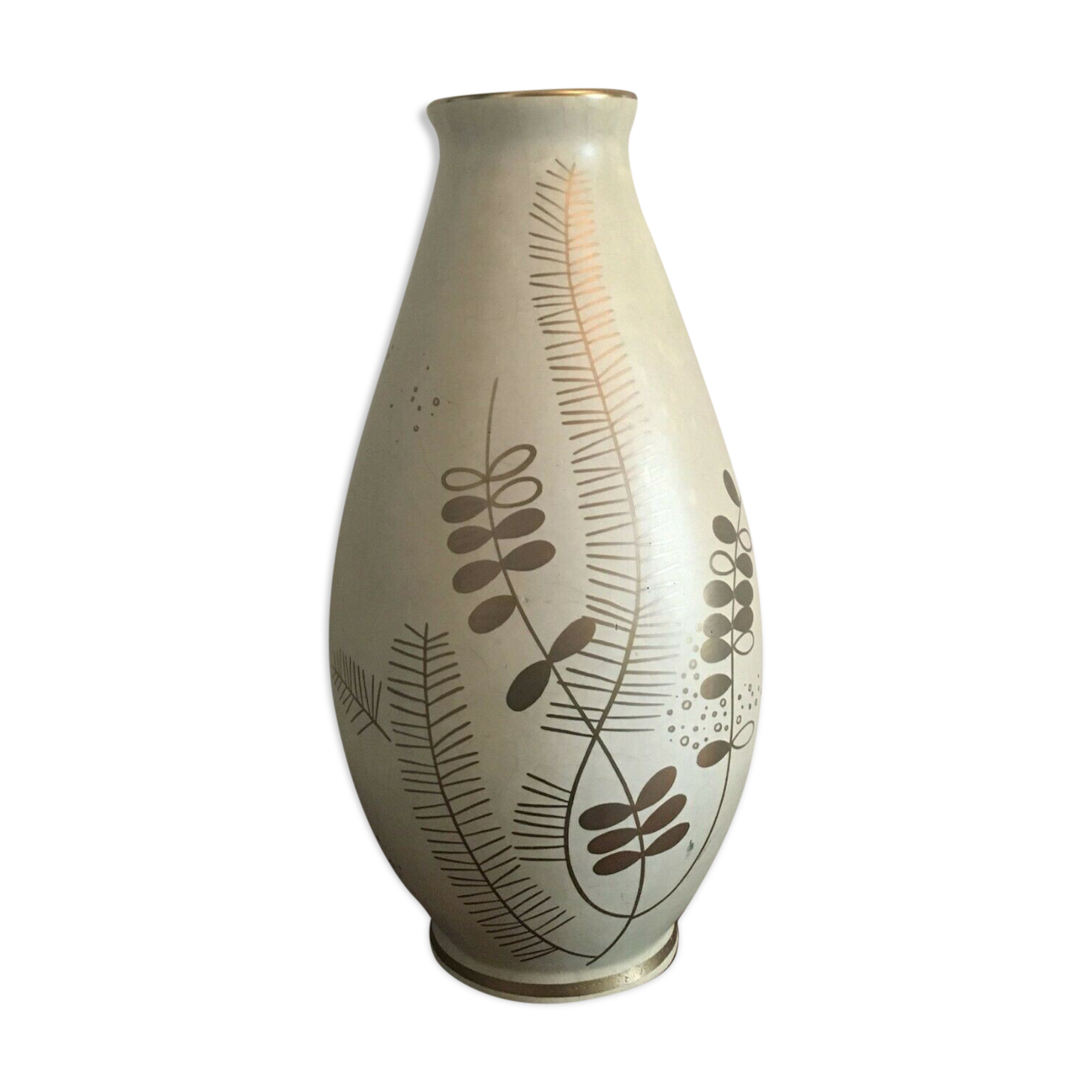 20th century gold painted ceramic art deco vase