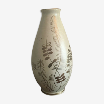 20th century gold painted ceramic art deco vase
