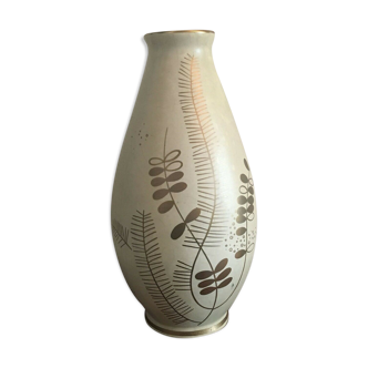 Vase art déco en céramique peint doré XXème