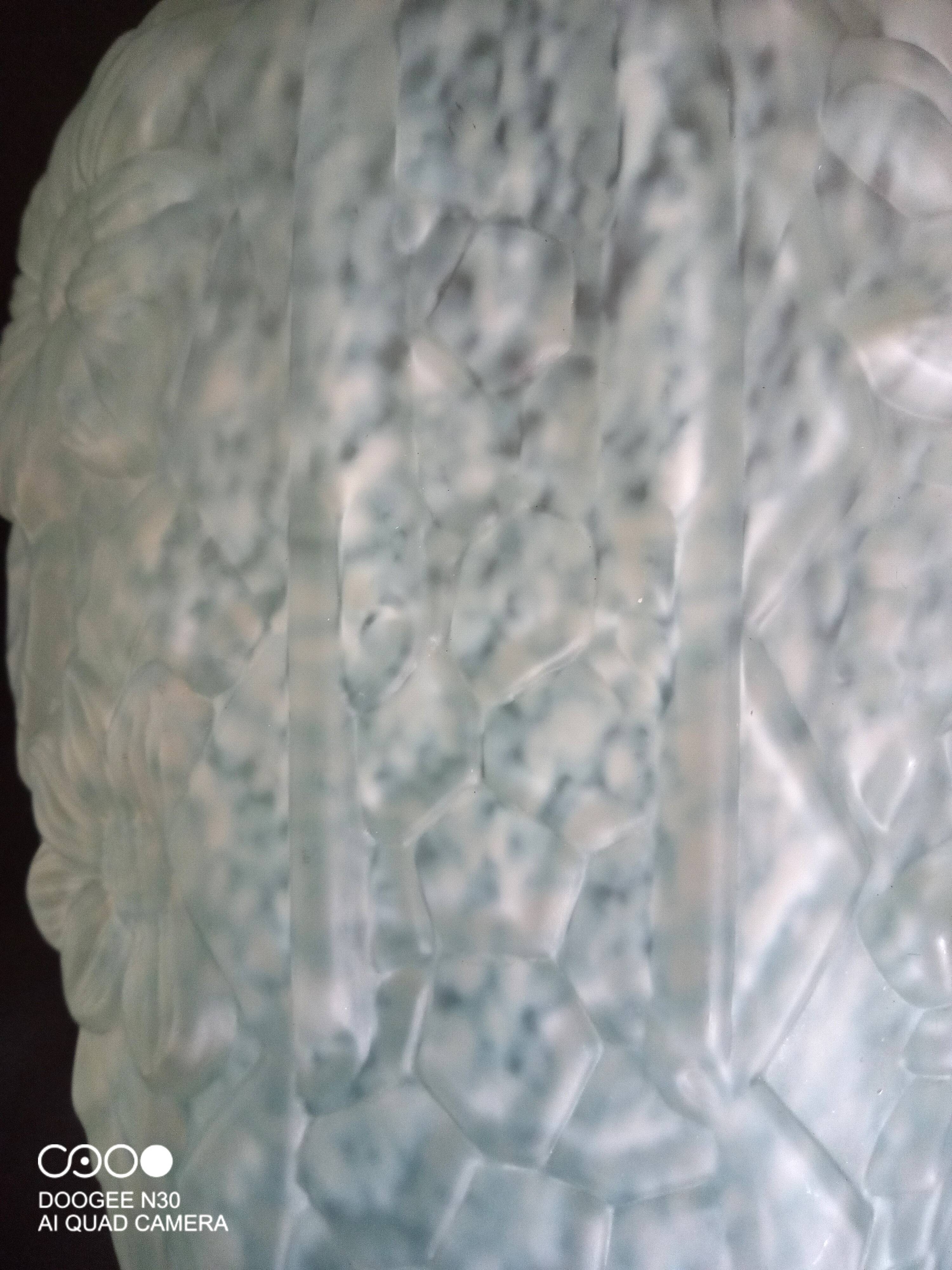 Art Deco vase in pressed molded glass paste, speckled blue color, h - 29