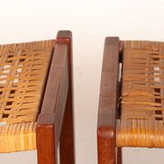 Paire de tabourets Danois en Teck et Cannage par Peter Hvidt 1960.