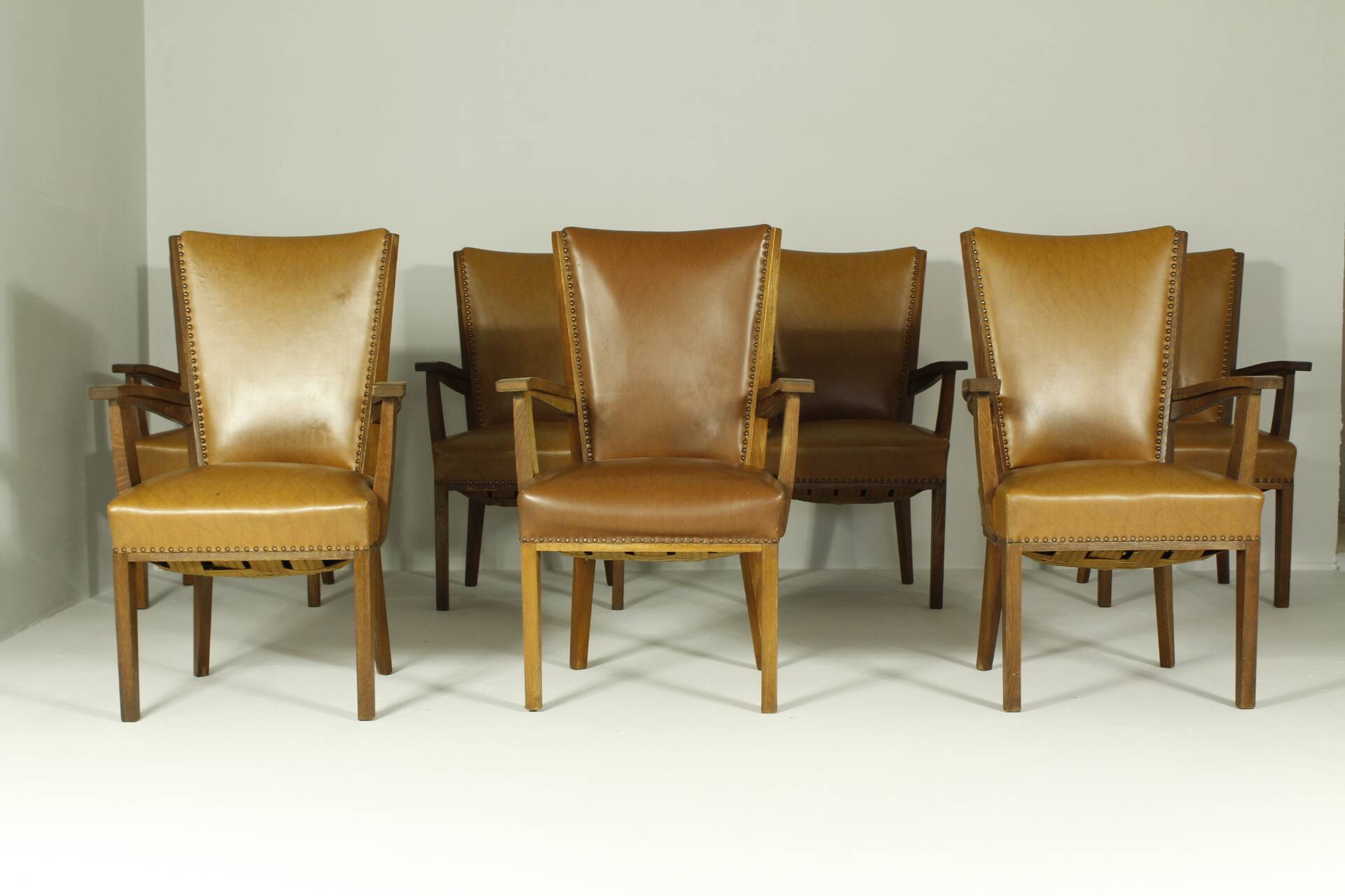 Armchairs by H. Wouda for H. Pander & Zn., 1920s, Set of 7