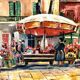 Tableau marché aux fleurs à Menton Henri Guillon