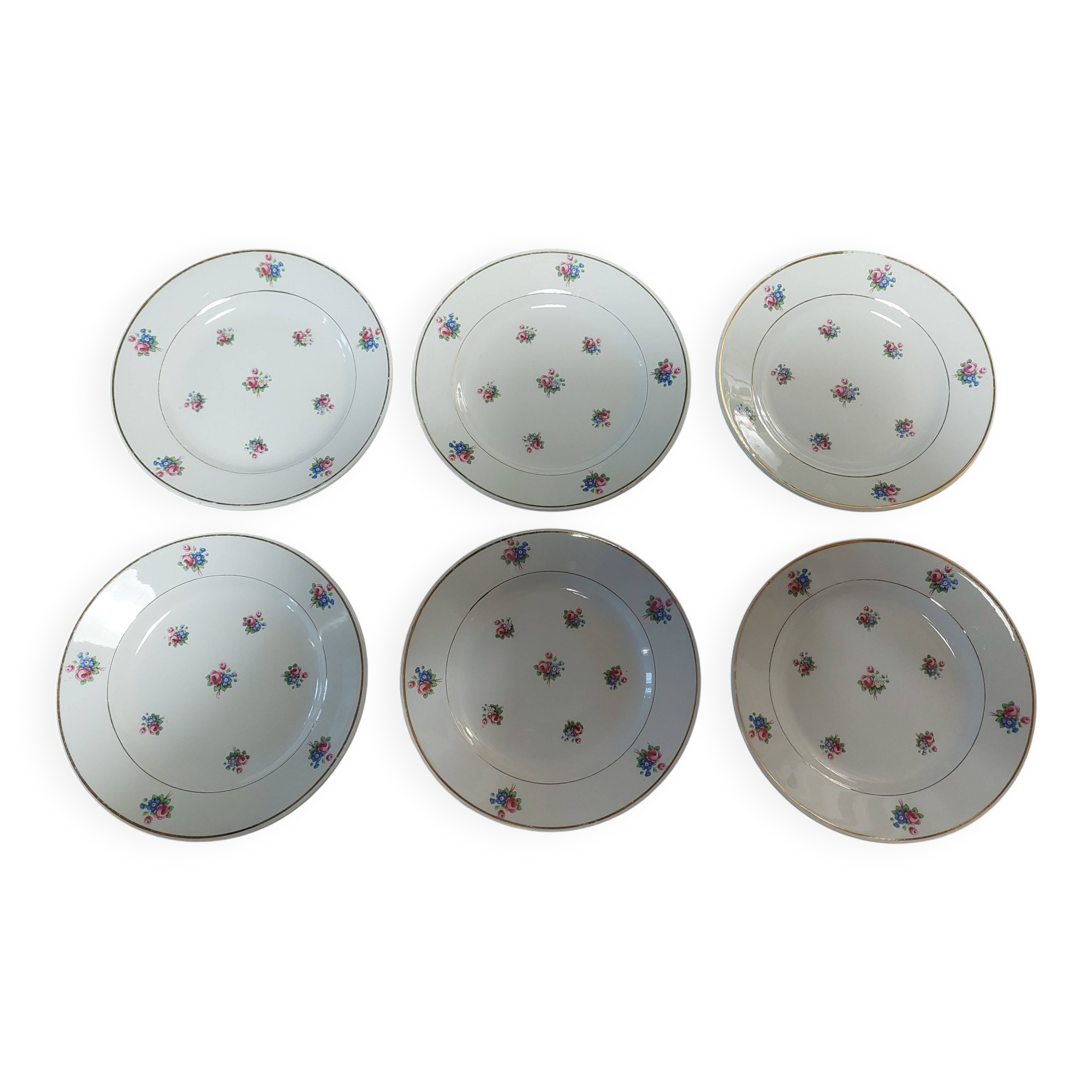 Set of six dessert plates Moulin des Loups Saint Amand Navarre pattern