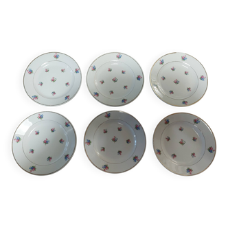 Set of six dessert plates Moulin des Loups Saint Amand Navarre pattern