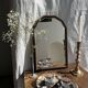 Small rounded mirror, wooden frame, gold frame H49.5