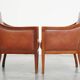 Majestic, luxurious set of 4 cognac-colored cowhide leather Art Deco design armchairs