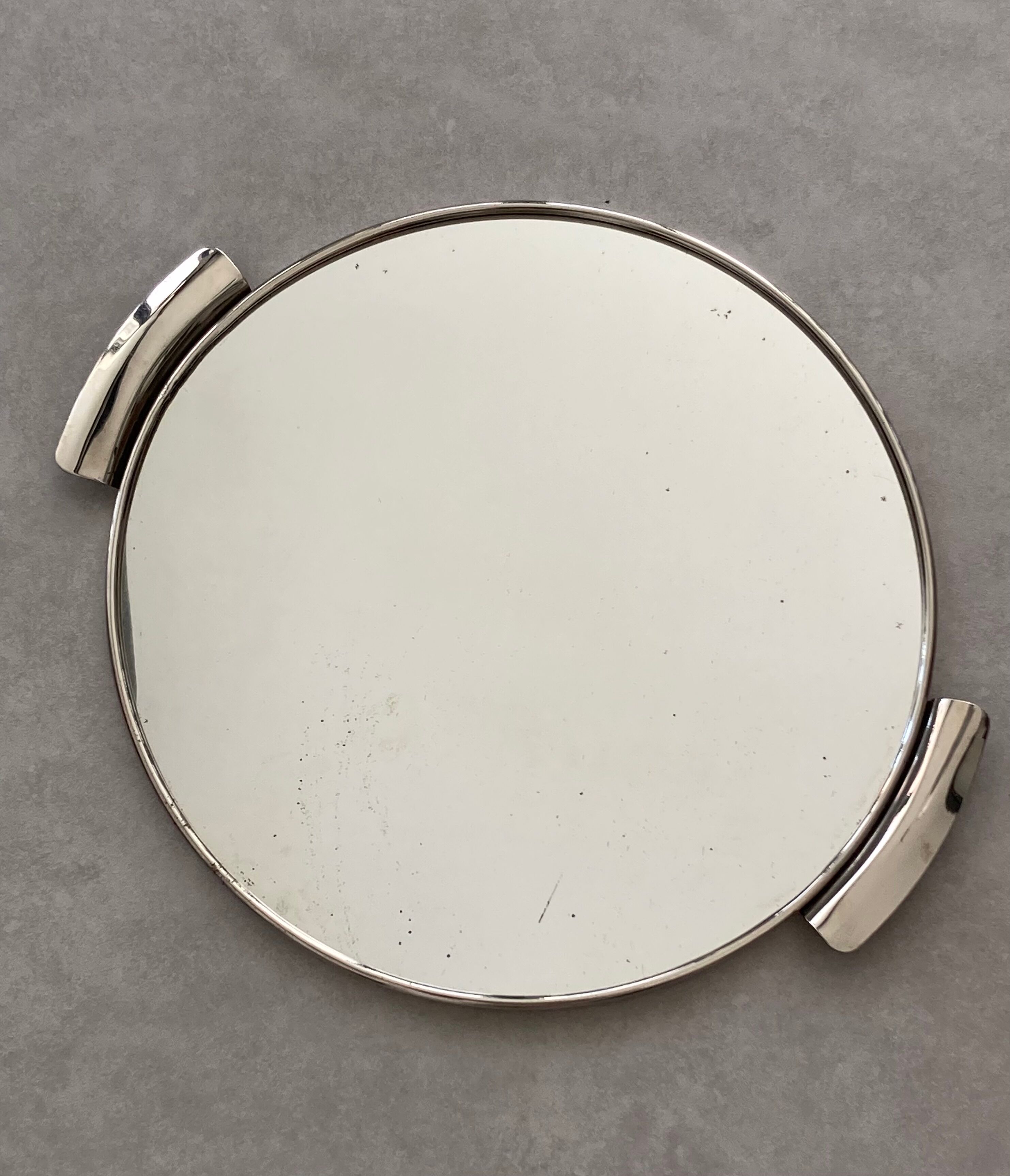 Art Deco top silver metal and mirror