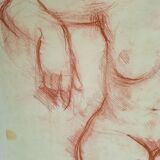 Drawing sanguine study nude female 67/50cm 1950