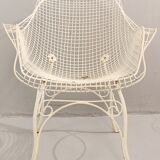 pair of garden chairs in forged iron painted 1950