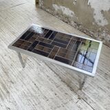 Table basse chrome et carrelage années 50
