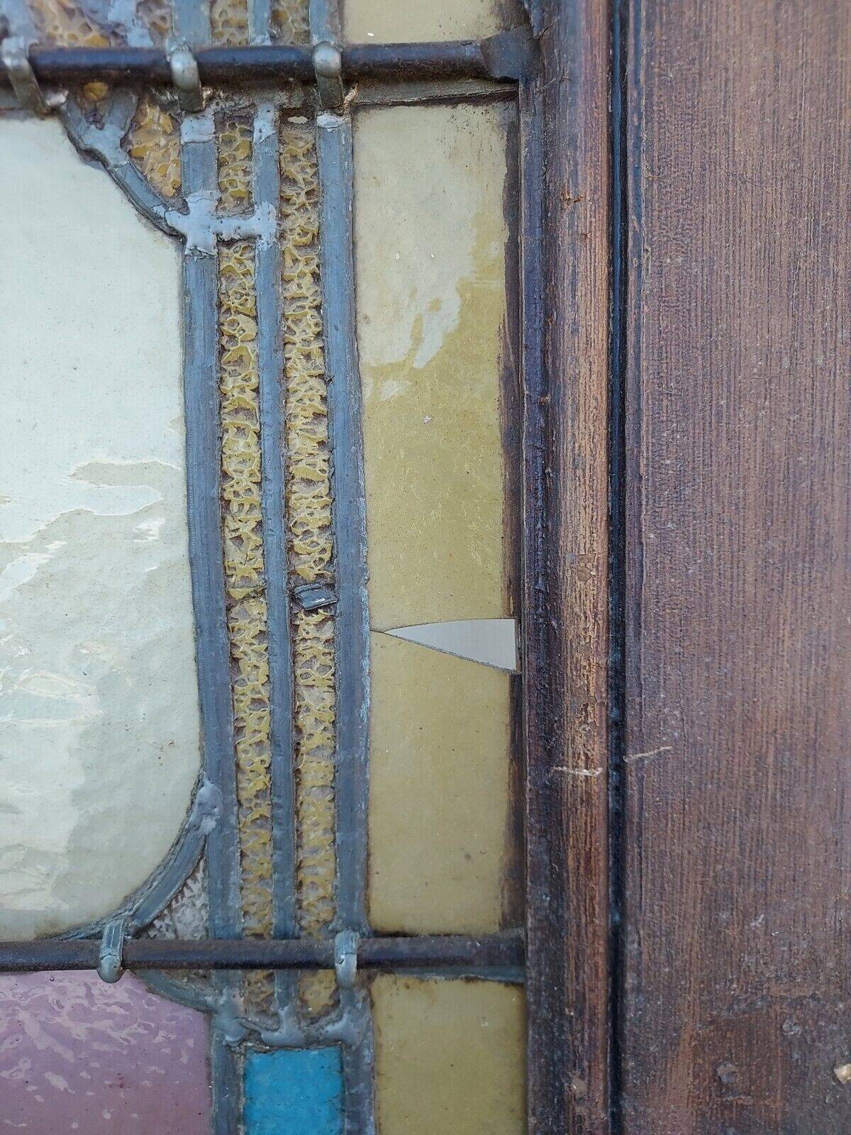 oak door with stained glass