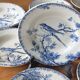 Service 10 assiettes creuses faïence Gien Terre de Fer Oiseau modèle Proven