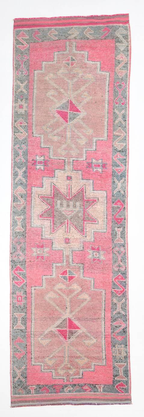 3x10 Pink Vintage Runner Rug, 99x324Cm