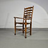 4 chaises à dossier échelle / 1 accoudoir / avec coussins en jonc