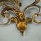 Pair of large floral wall lamps in gilded and lacquered metal. Italy 1960s