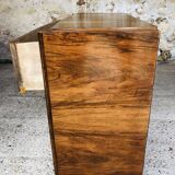 Art Deco chest of drawers in flambé walnut veneer circa 30's/ 40's