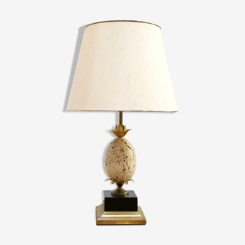 Vintage travertine ostrich egg lamp