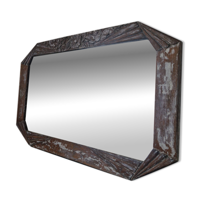 Miroir vintage art déco en bois sculpté années 40/50