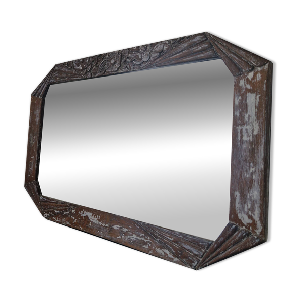 Miroir vintage art déco en bois sculpté années 40/50 — Beyit