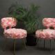 Pair of pink Pelfran moumoute chairs from the 60s and 70s
