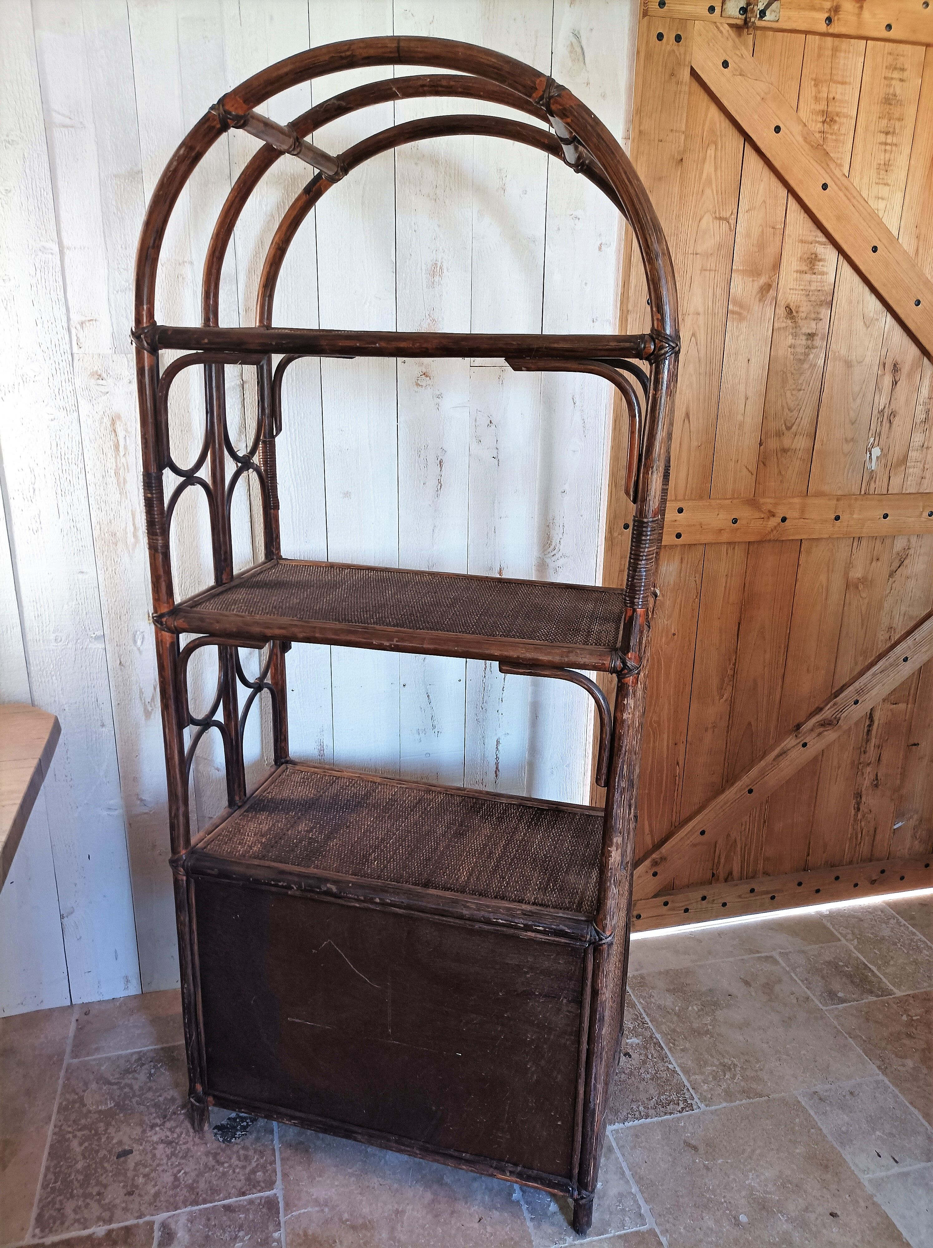 Vintage rattan bookcase