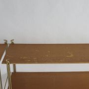 String Shelf Wood and gold metal 1960's
