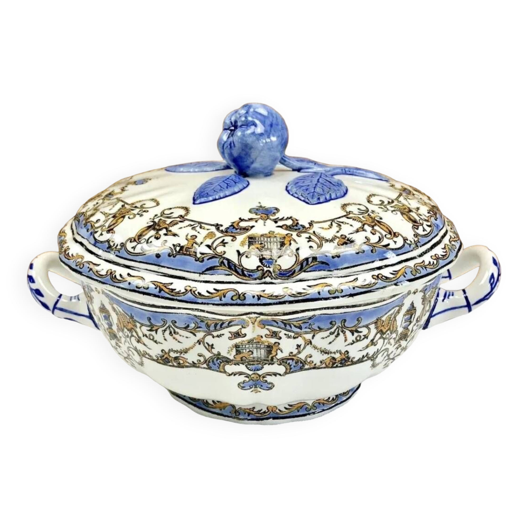 Vegetable dish small soup tureen Gien children at the Dionysus press 1941/1950