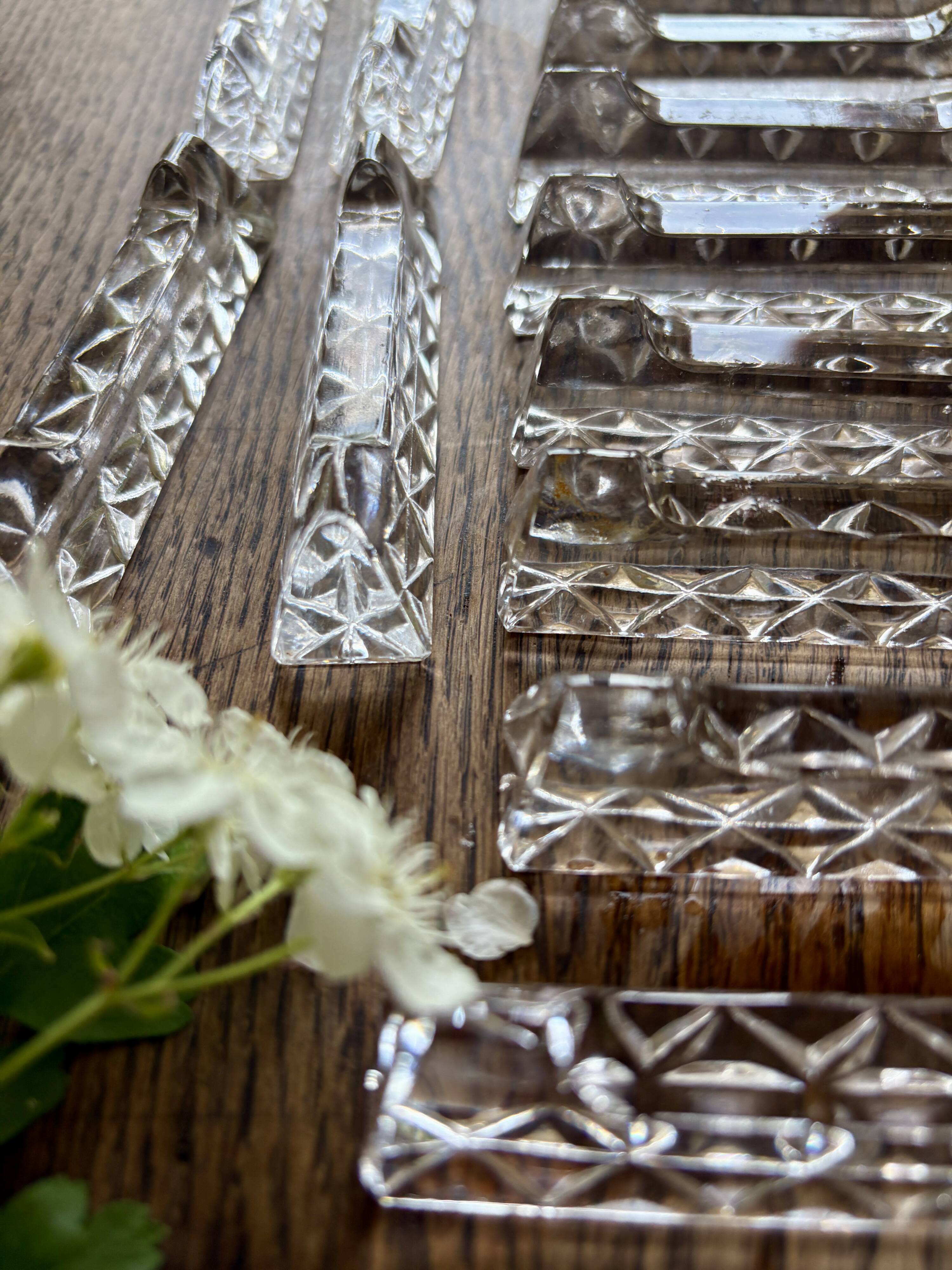 Set of 12 vintage glass knife rests