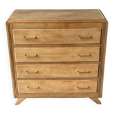 Commode art déco vintage 4 tiroirs rénovée en bois brut