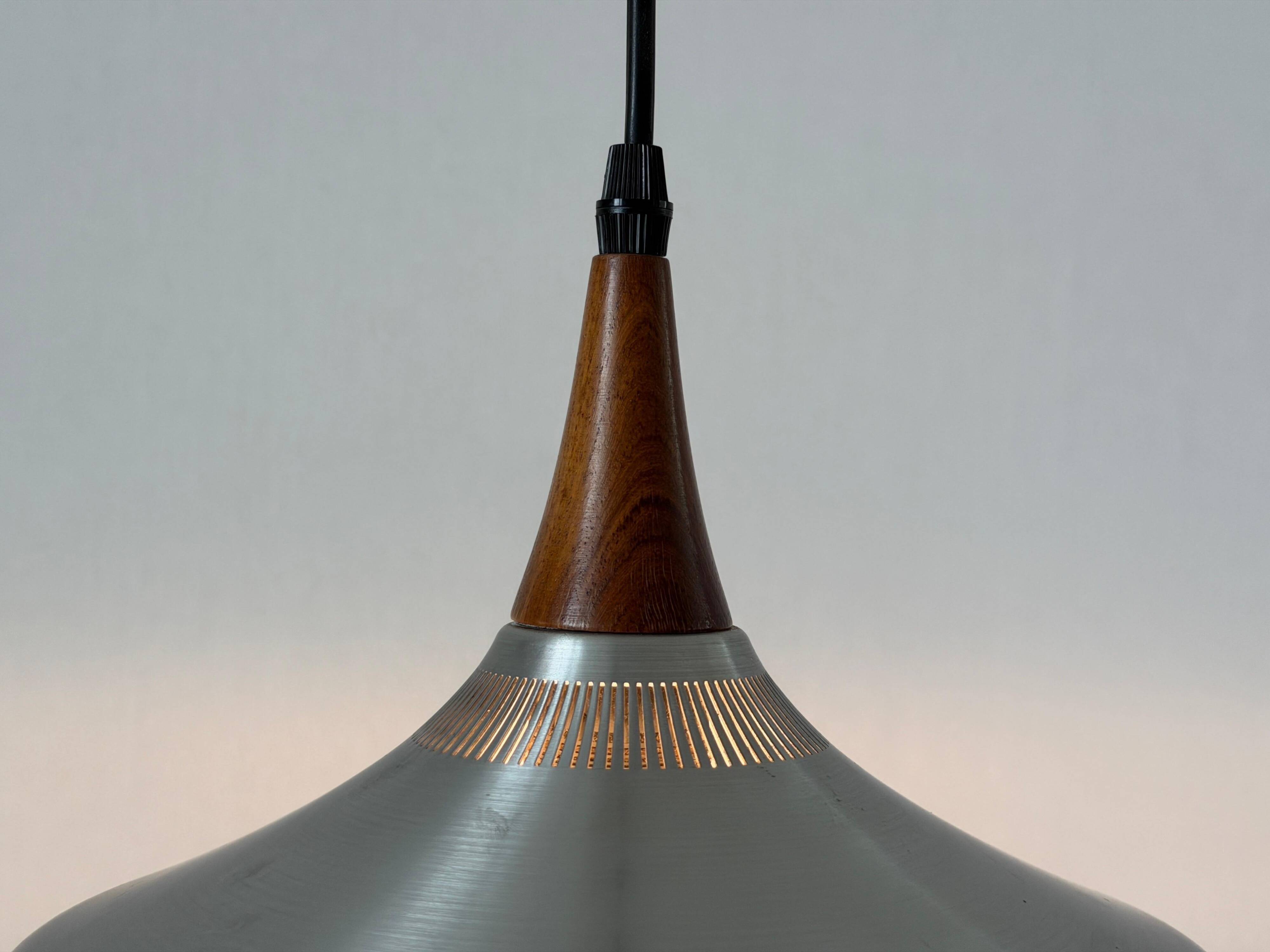 Crystal glass ceiling light with a metal frame and wood details, 1960s, Germany.