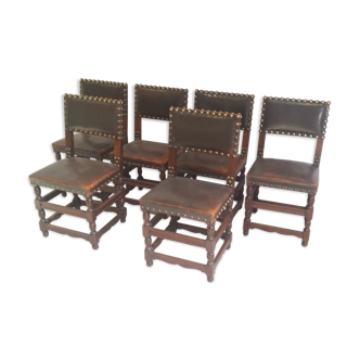 a set of six leather chairs and nails
