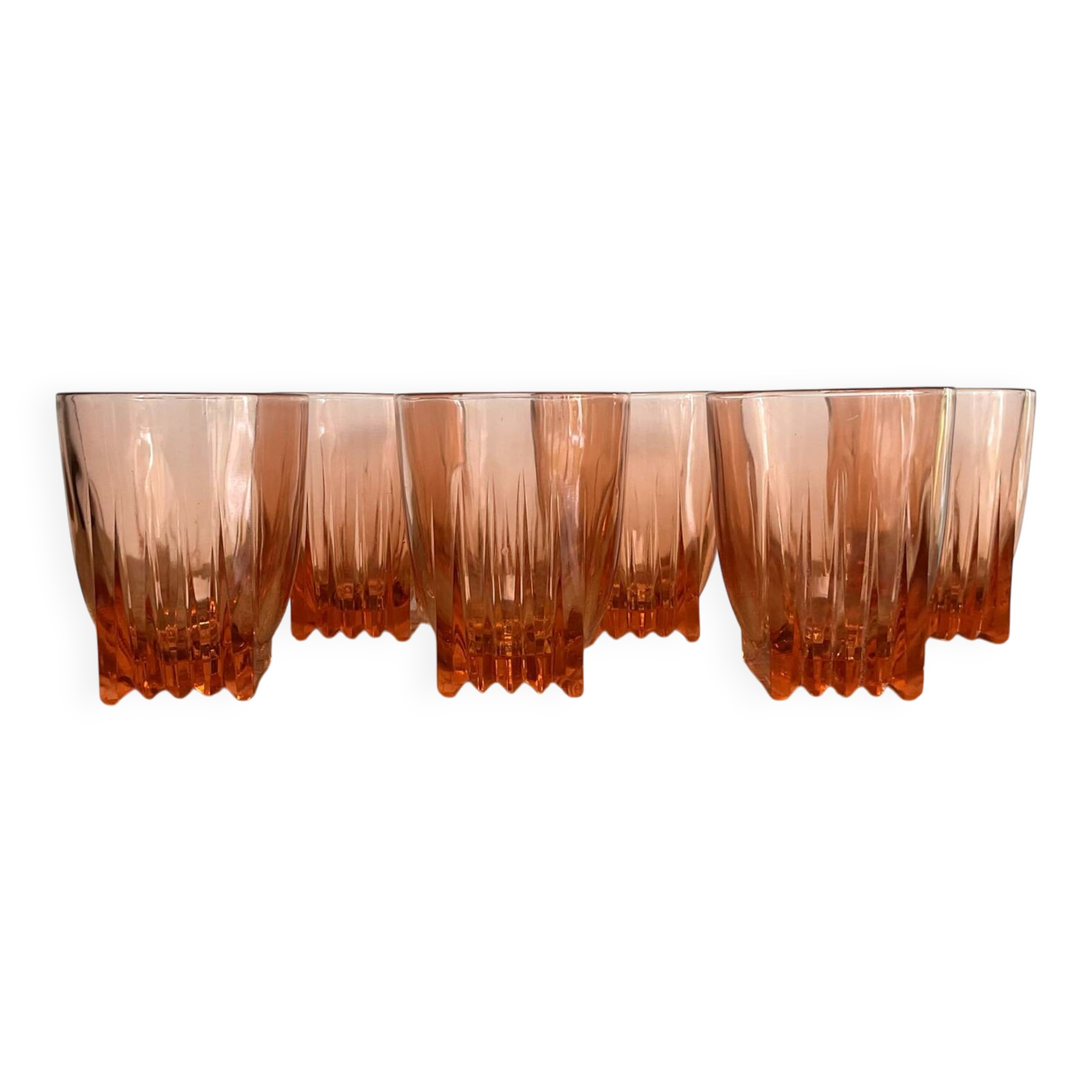 6 vintage “art deco” Rosaline glasses