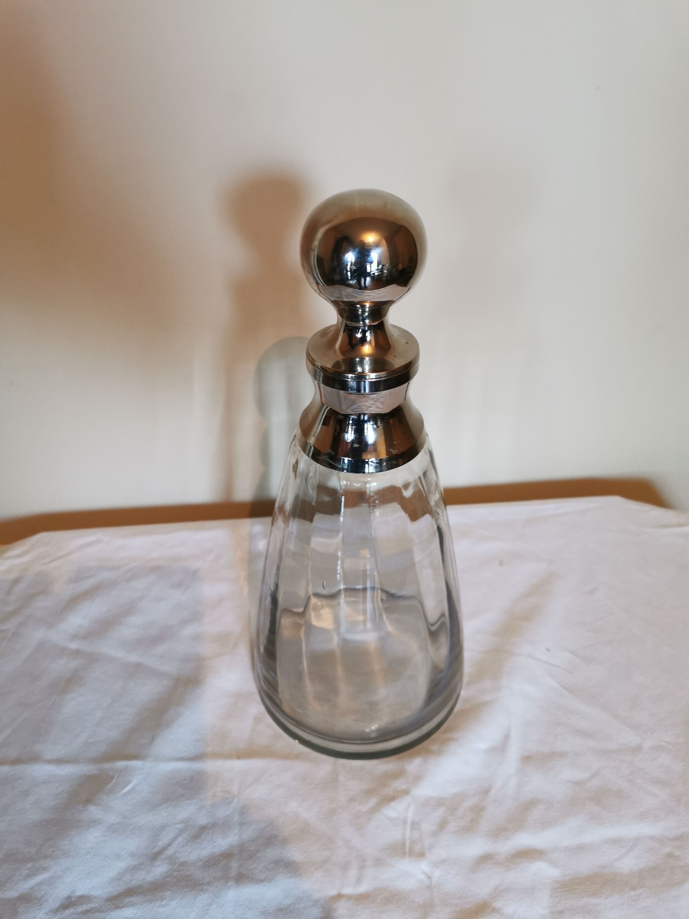 Carafe in glass and chrome metal 80s