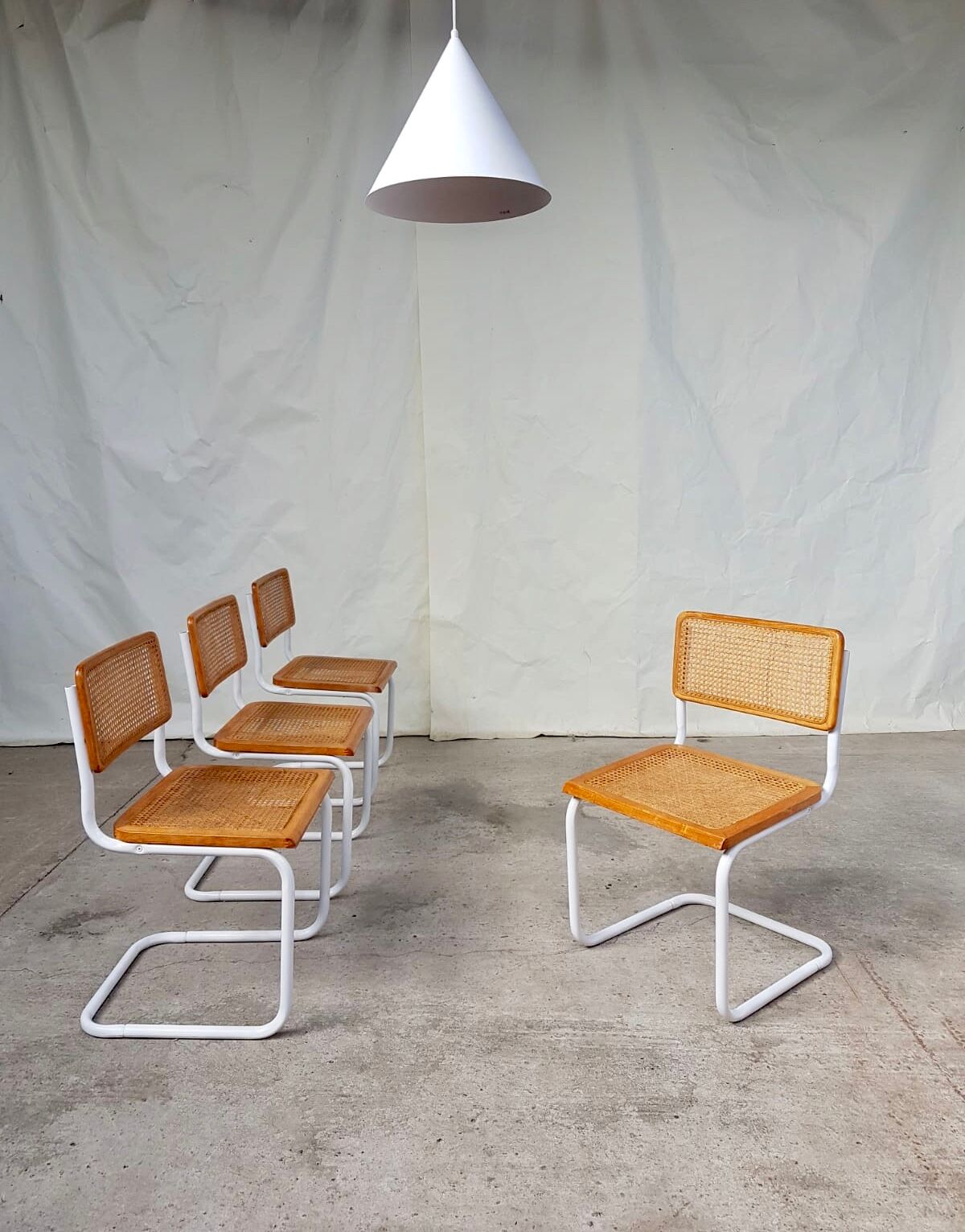 Set of 4 Habitat cesca dining chairs by Marcel Breuer, 80